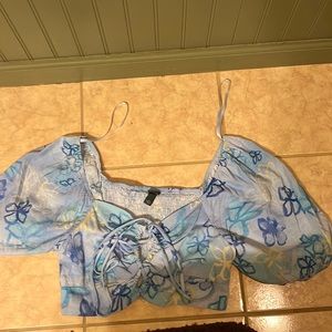 Blue flower crop top